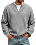 Pullover da uomo con collo a V aperto e texture a nido d’ape