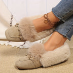 Mules chaussons pour femme bordés de fausse fourrure