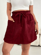 Women’s Summer Mini Skirt with Tie Waist and Front Pocket Detail