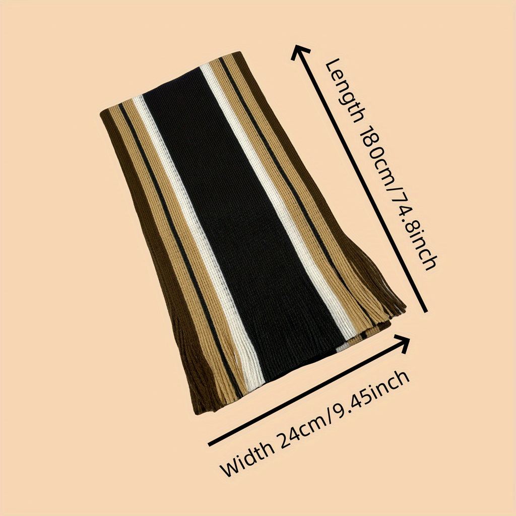 Men’s Striped Fringed Winter Scarf
