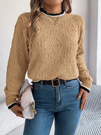 Women’s Textured Knit Crew Neck Sweater