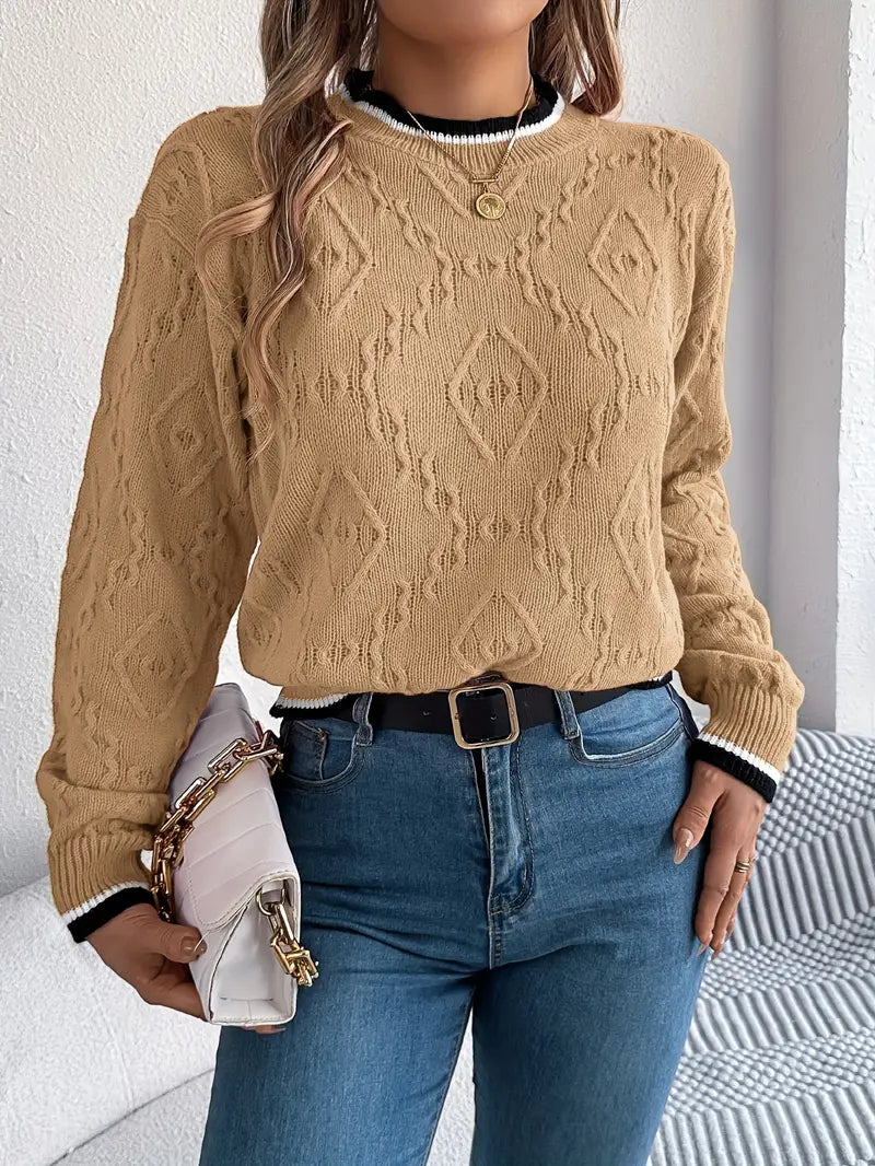 Women’s Textured Knit Crew Neck Sweater