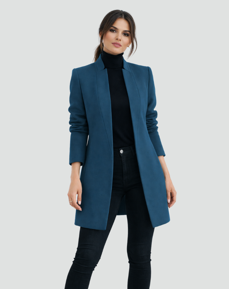 Women's Tailored Mid-Length Coat with Elegant Structured Fit