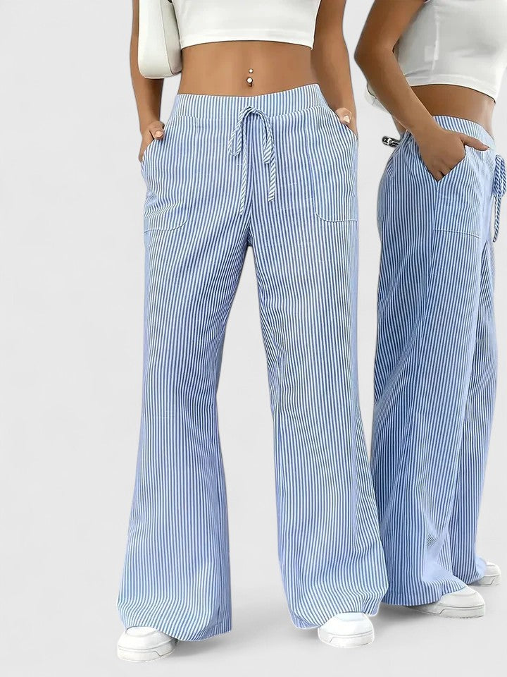 Women's Striped Wide Leg Trousers