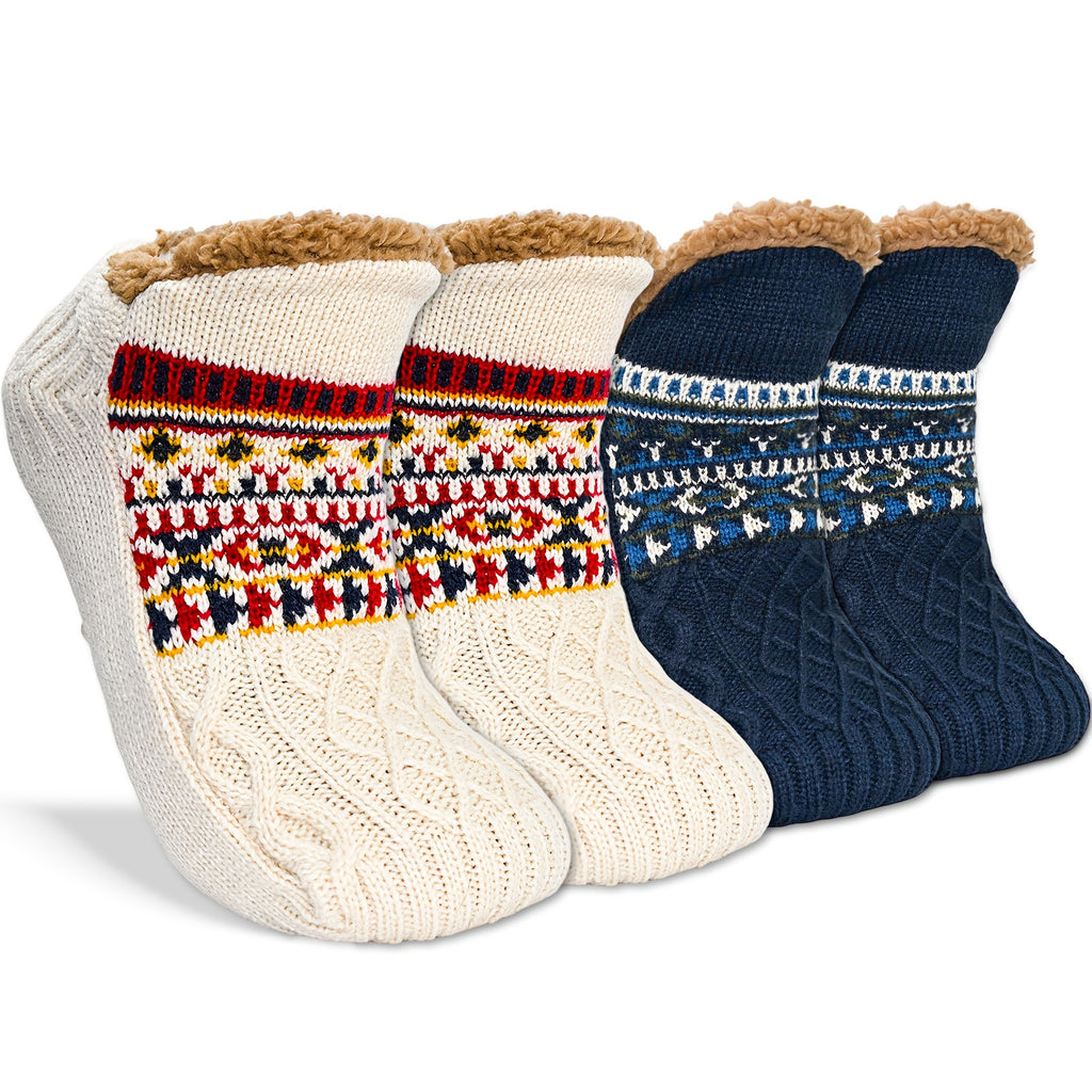 Men’s Fair Isle Knit Winter Slipper Socks