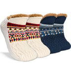 Men’s Fair Isle Knit Winter Slipper Socks