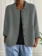 Afslappet jakke med knaplukning til kvinder
