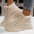 Høje sneakers med platformssål og sherpakant til kvinder