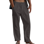 Herren-Baumwoll-Leinenhose mit geradem Bein und elastischem Bund für sommerlichen Komfort