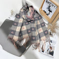 Women’s Heart Plaid Fringed Winter Scarf