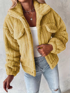 Damen-Plüsch-Sherpa-Jacke mit praktischen Taschen