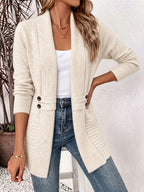 Women's Open Front Shawl Collar Knit Cardigan Sweater