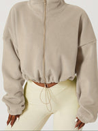 Kurze Damenjacke mit Kordelzug und Reißverschluss