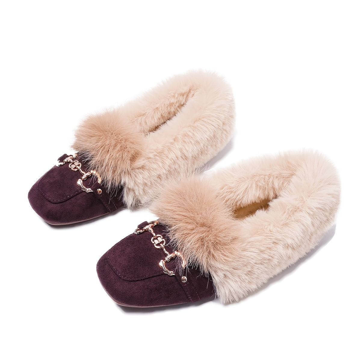 Mules chaussons pour femme bordés de fausse fourrure