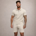 Poloshirt en shorts set Heren Slim Fit Ademend Korte Mouwen