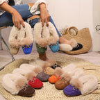 Mules chaussons pour femme bordés de fausse fourrure