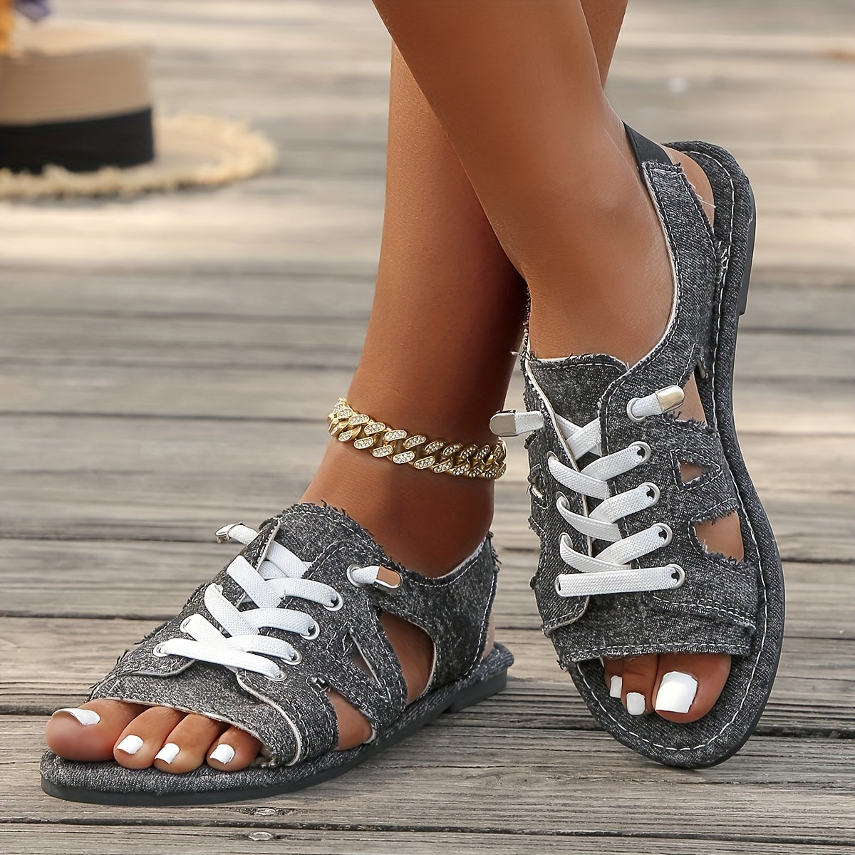 Women's Lace-Up Cutout Sandals