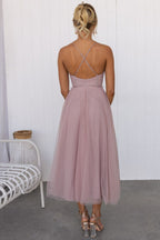 Women's Tulle Midi Dress for Elegant Summer Parties and Celebrations