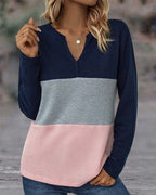 Women's Waffle Knit Colour Block Top