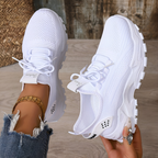 Zapatillas de caminar para mujer, ligeras, transpirables y con cordones de encaje