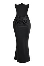 Damen trägerloses Maxikleid mit Korsettoberteil und geraffter Taillensilhouette