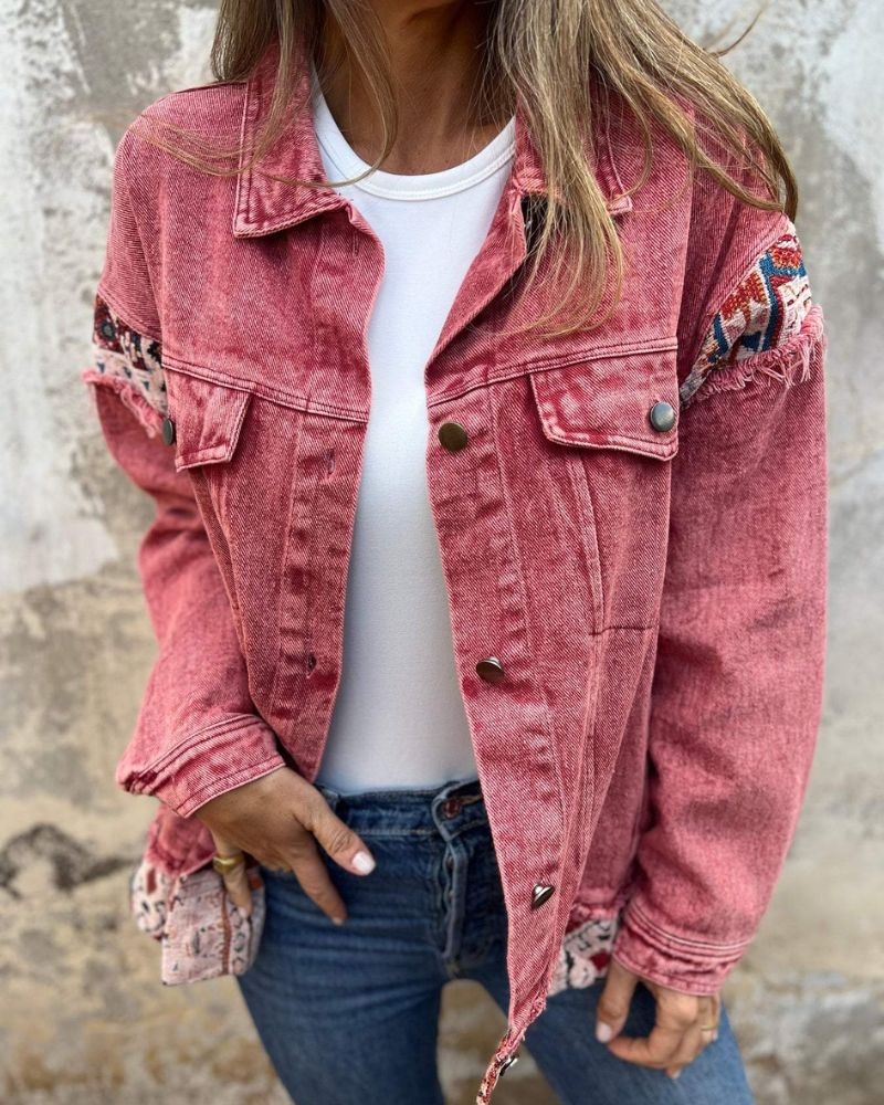 Giacca di jeans da donna ricamata