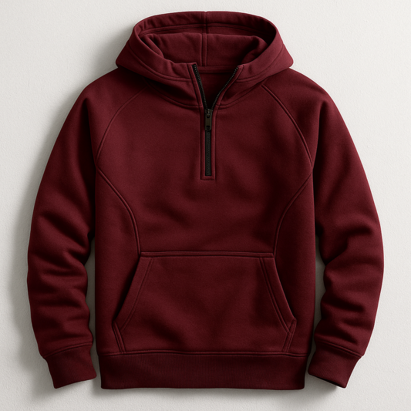 Sweat-shirt à capuche pour homme avec demi-fermeture éclair