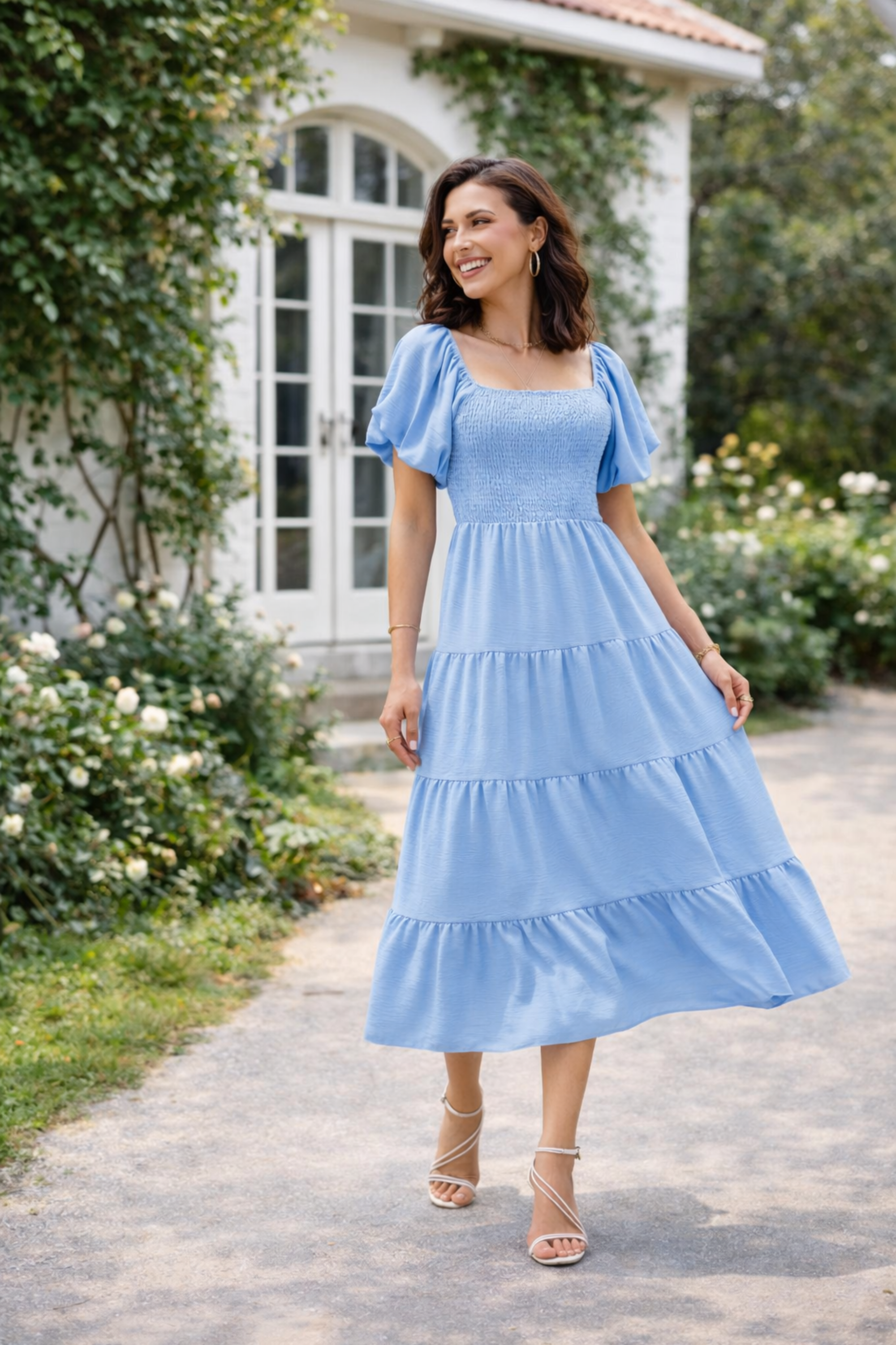 Women's Tiered Midi Dress for Elegant Summer and Everyday Styling