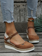 Women's Wedge Espadrille Sandals with Adjustable Ankle Strap for Everyday Wear