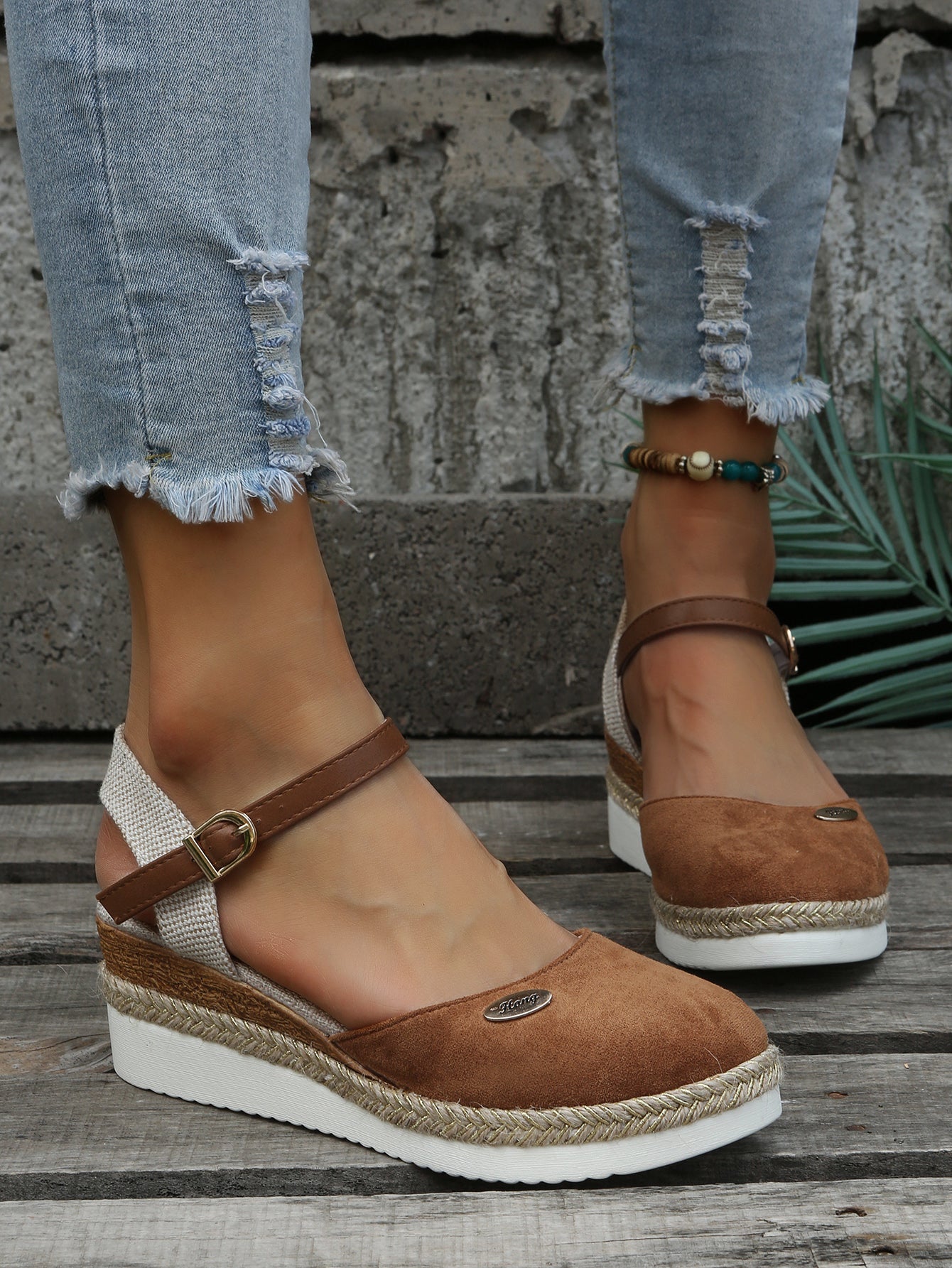 Women's Wedge Espadrille Sandals with Adjustable Ankle Strap for Everyday Wear