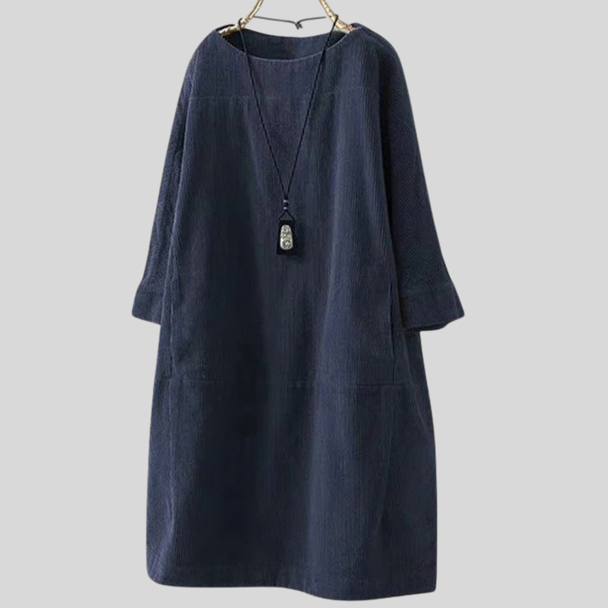 Abito da donna in velluto a coste dalla vestibilità comoda con tasche