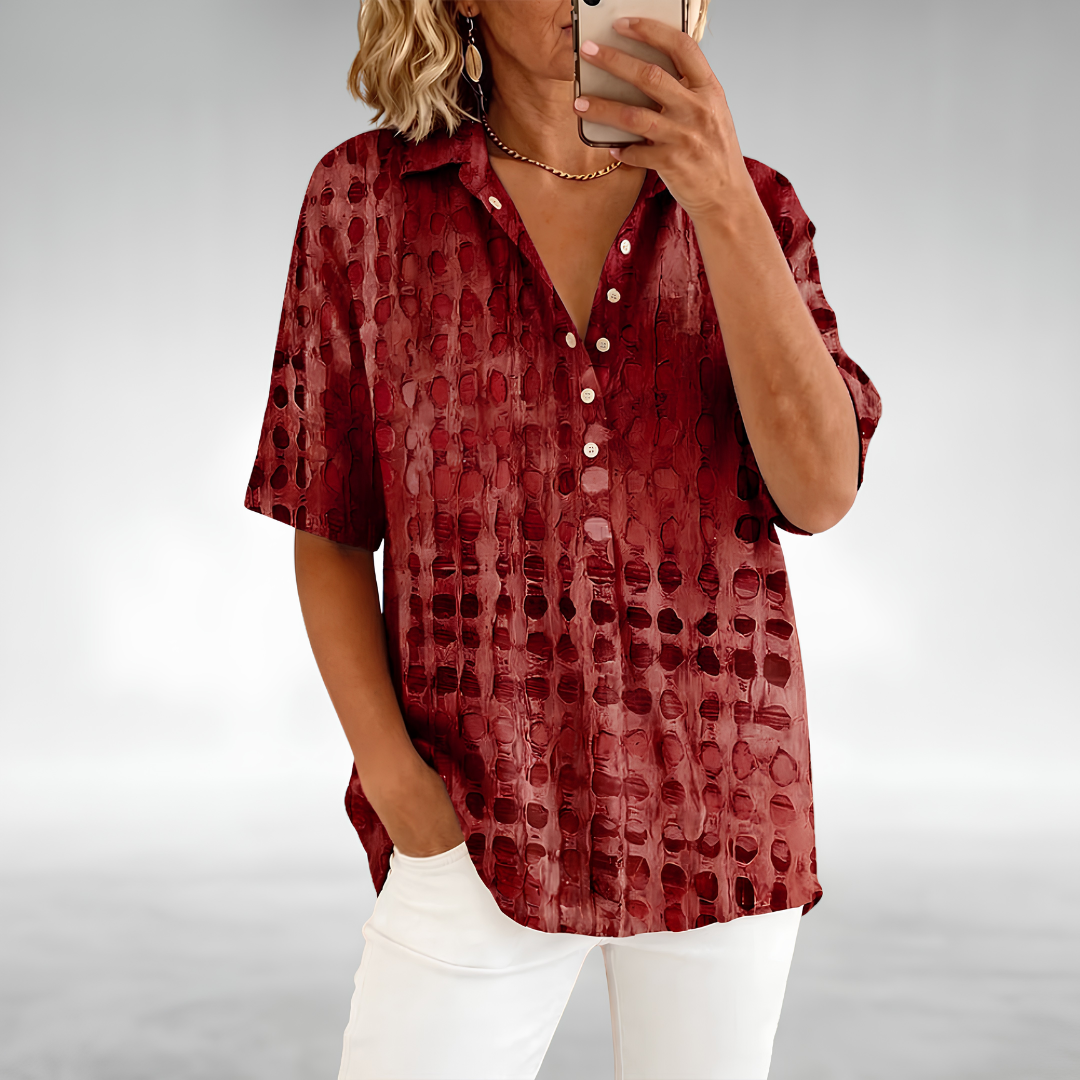 Blouse texturée pour femme à boutons sur le devant