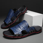 Komfortable slip-on-sandaler til mænd med krokodillestruktur