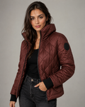 Chaqueta acolchada de plumón con patrón de rombos para mujer