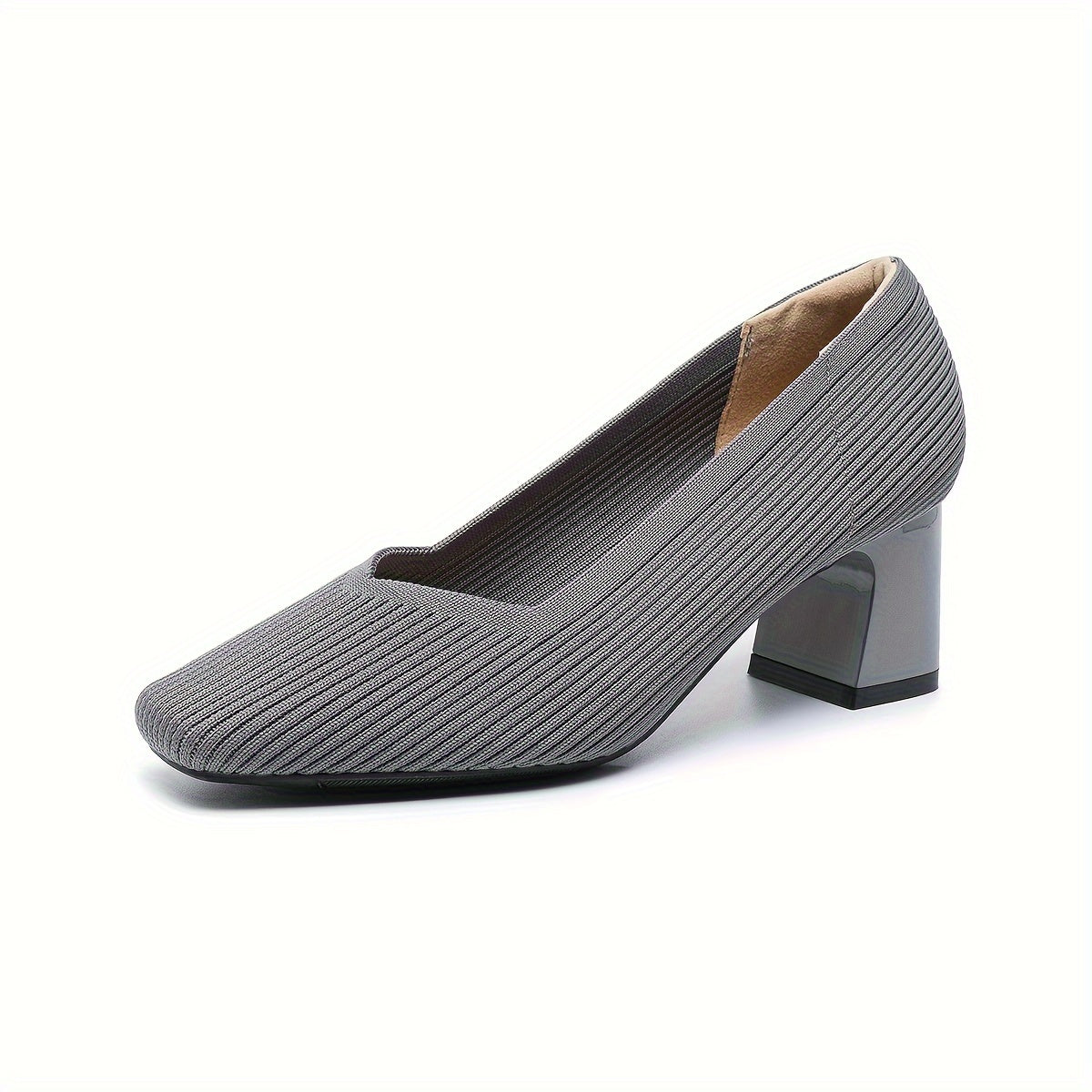 Women's Ribbed Block Heel Pumps
