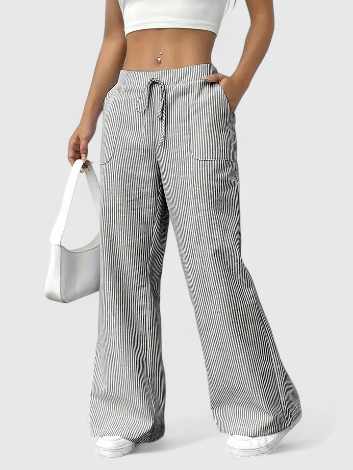 Women's Striped Wide Leg Trousers