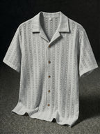Men's Textured Open Knit Button-Up Resort Shirt