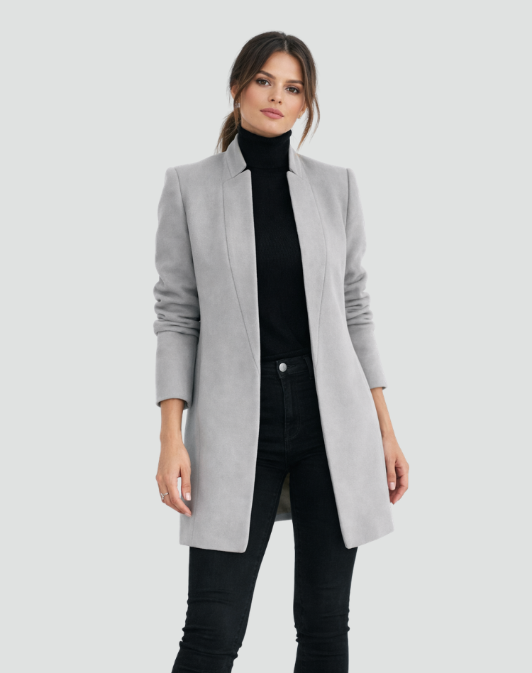 Women's Tailored Mid-Length Coat with Elegant Structured Fit