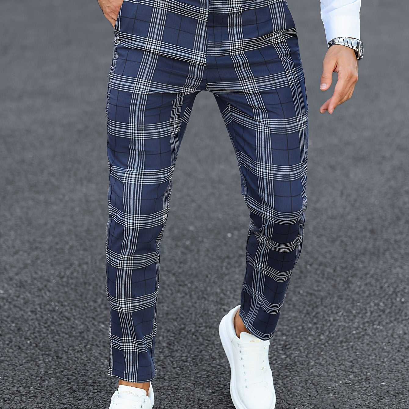 Herren-Slim-Fit-Hose mit Karomuster