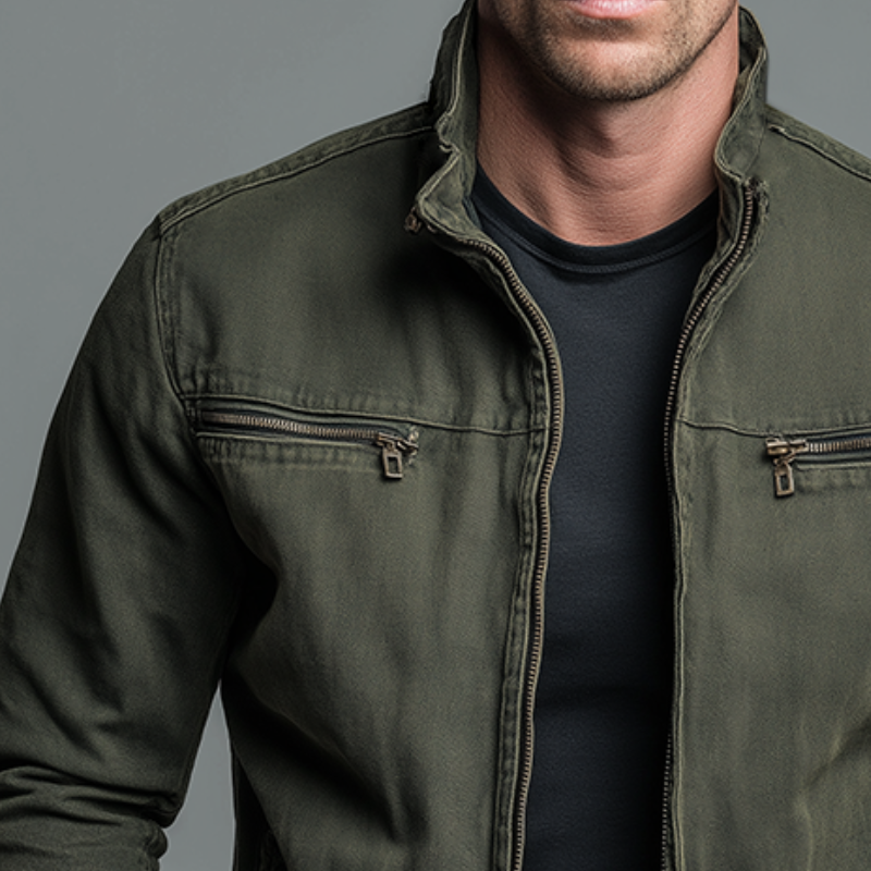 Herren Utility-Jacke mit Reißverschluss und Stehkragen