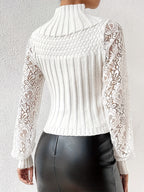 Women’s Lace Sleeve Ribbed Knit Top