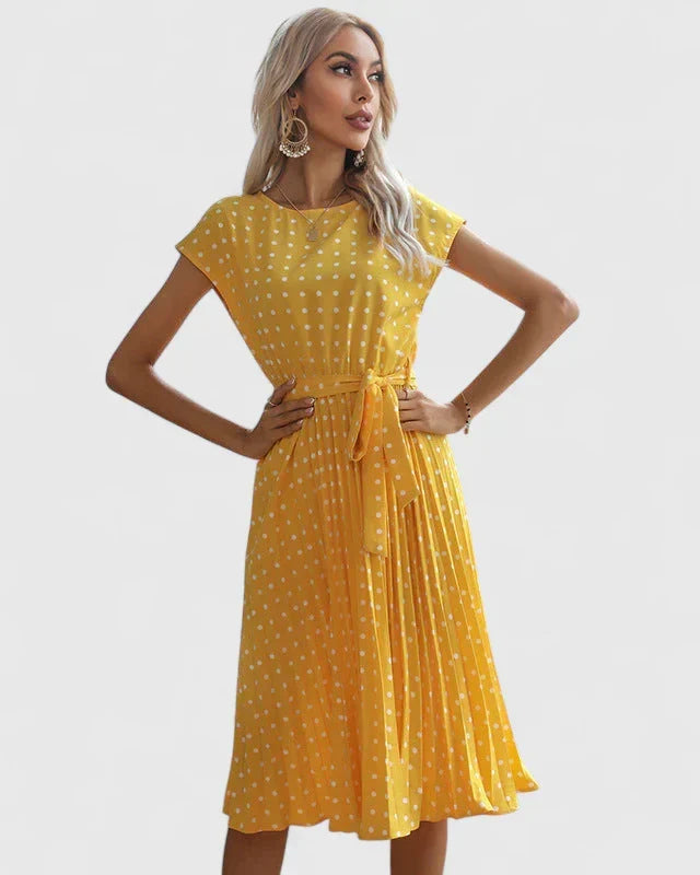 Women’s Polka Dot Belted Midi Dress