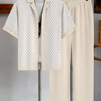 Men's Geometric Button-Up Shirt & Trousers Set