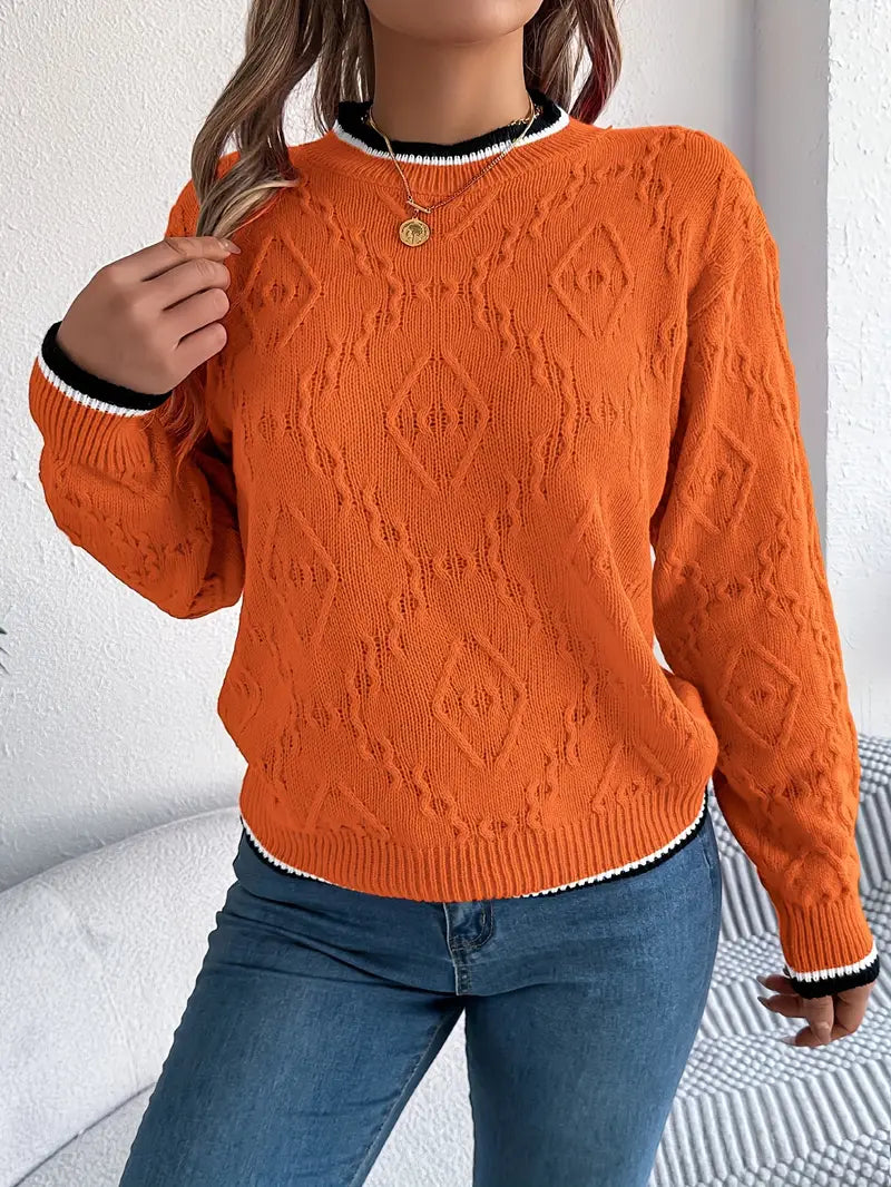 Women’s Textured Knit Crew Neck Sweater