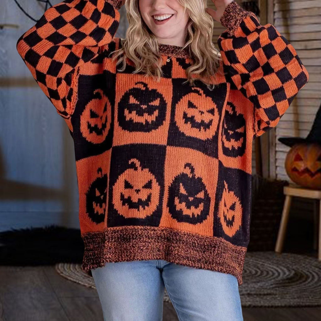 Naisten Halloween-kurpitsapusero