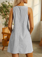 Abito da donna a righe, senza maniche, con tasche