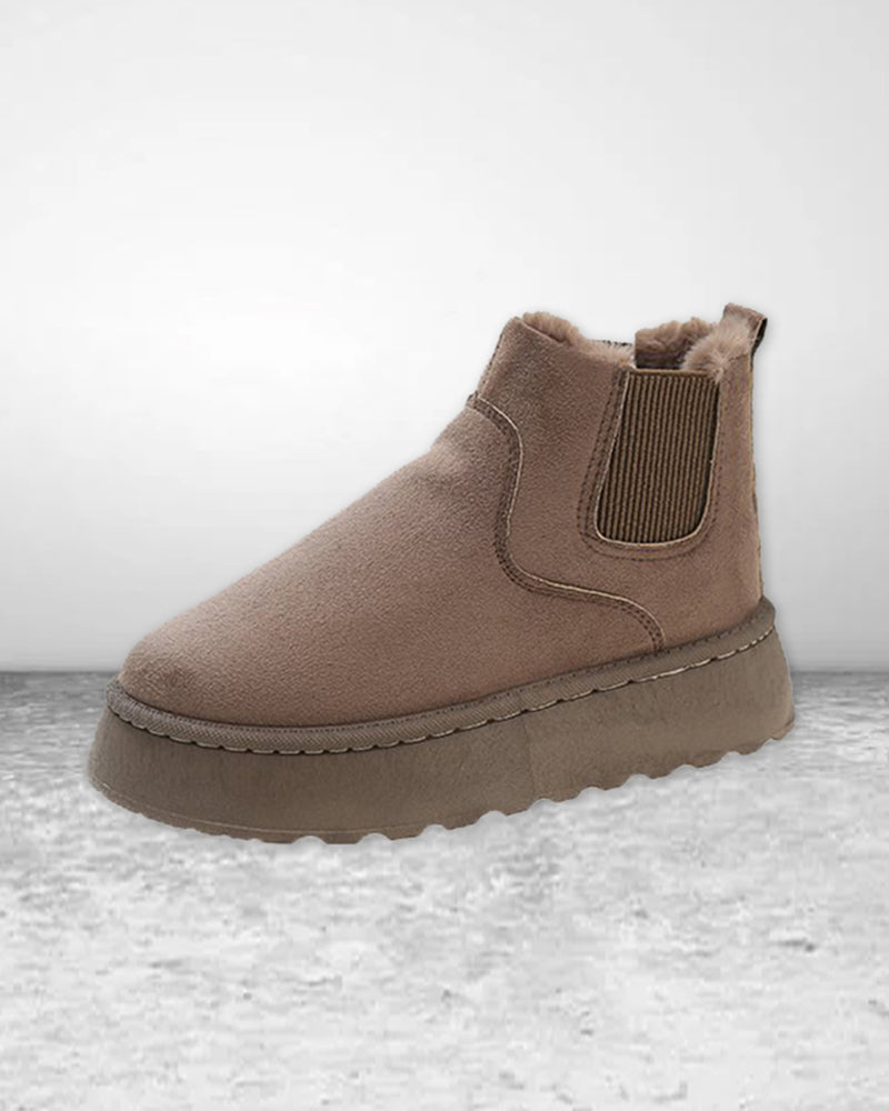 Bottines Chelsea compensées pour femmes, doublées en fausse fourrure
