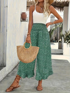 Women's Smocked Waist Wide Leg Trousers