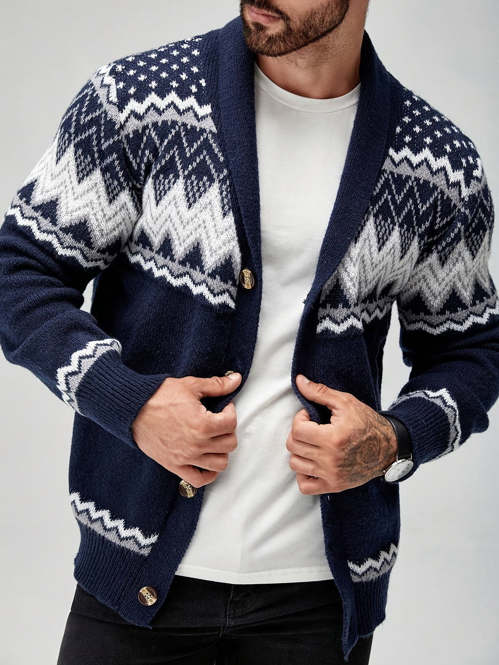 Nordisk cardigan med mønster til mænd