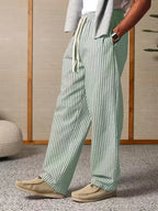 Herren gestreifte lockere Hose mit elastischem Tunnelzugbund